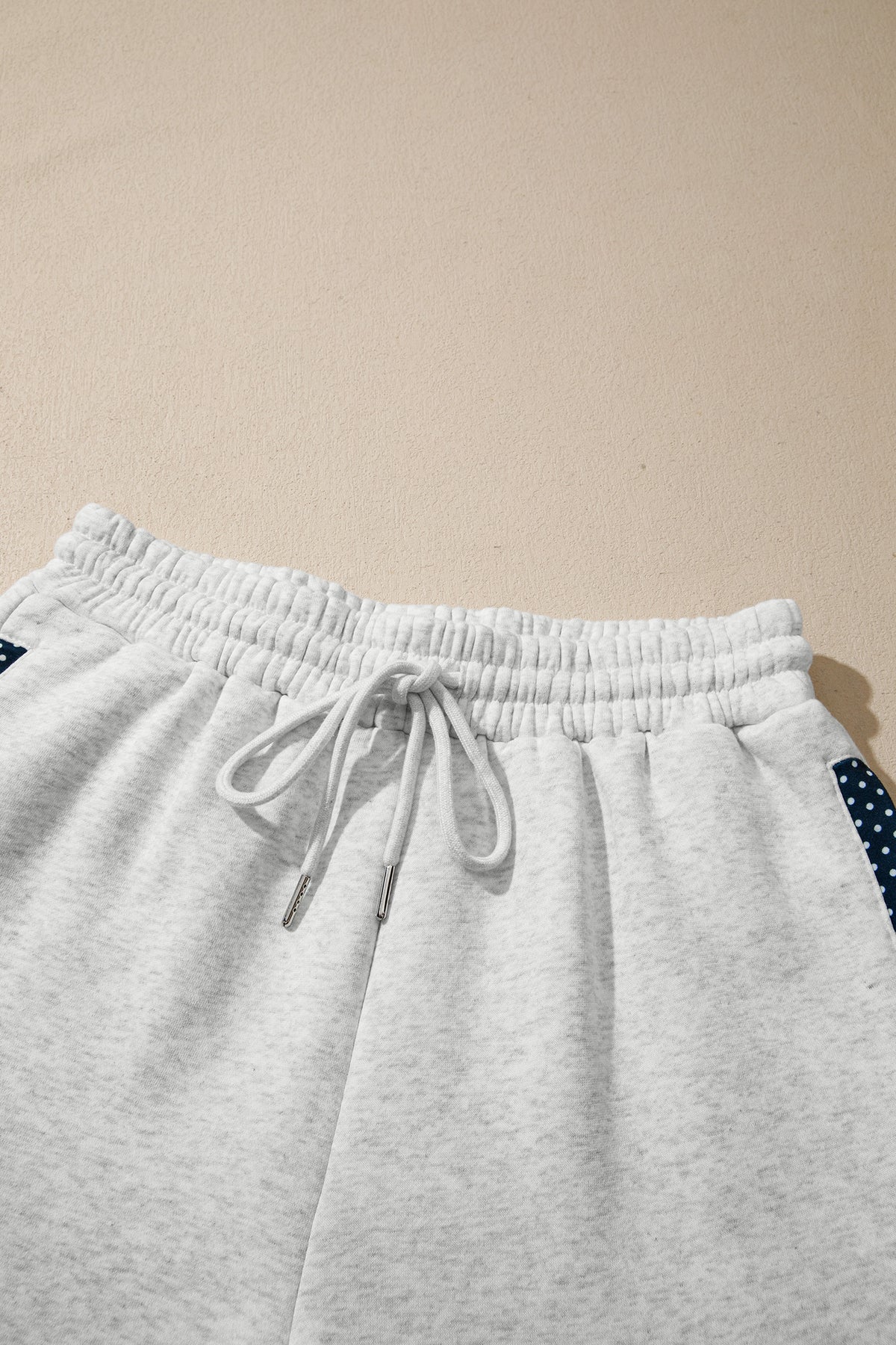 Grey Polka Dot Mock Neck Pullover & Shorts Set