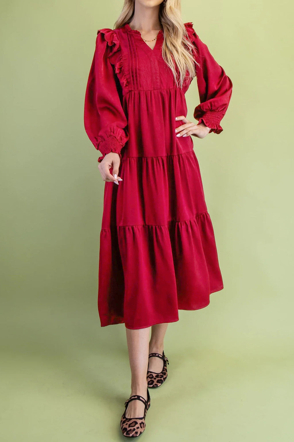 Ruby Ruffle Tiered Midi Dress