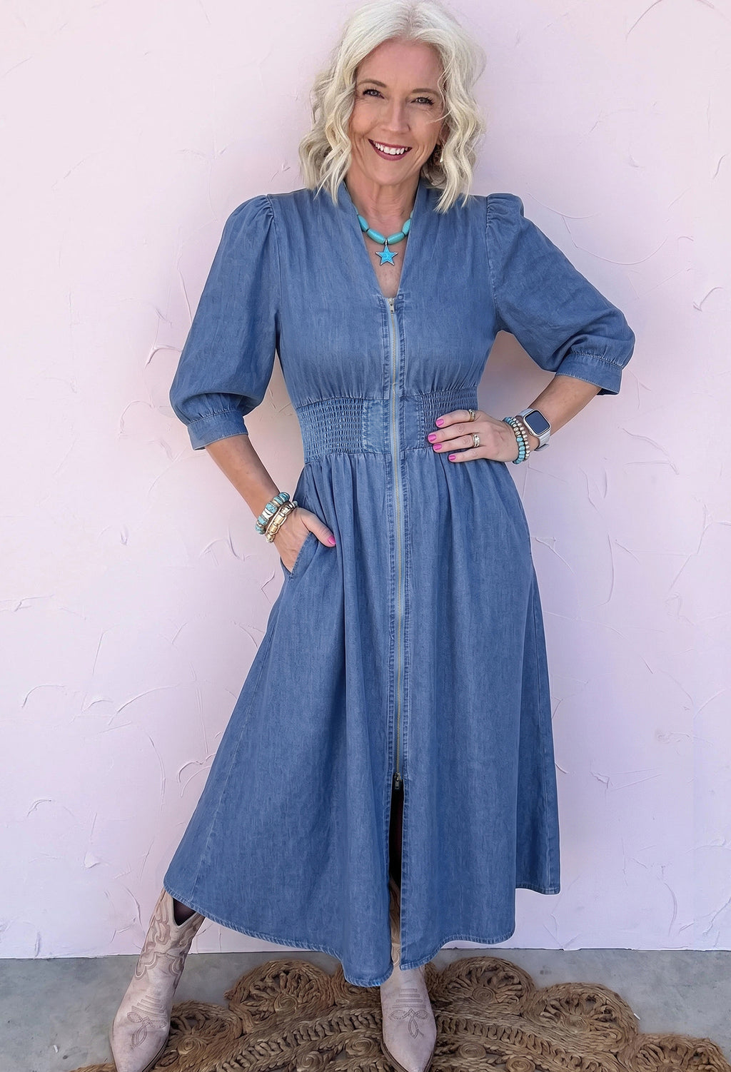 Blue Jean Beauty Midi Dress
