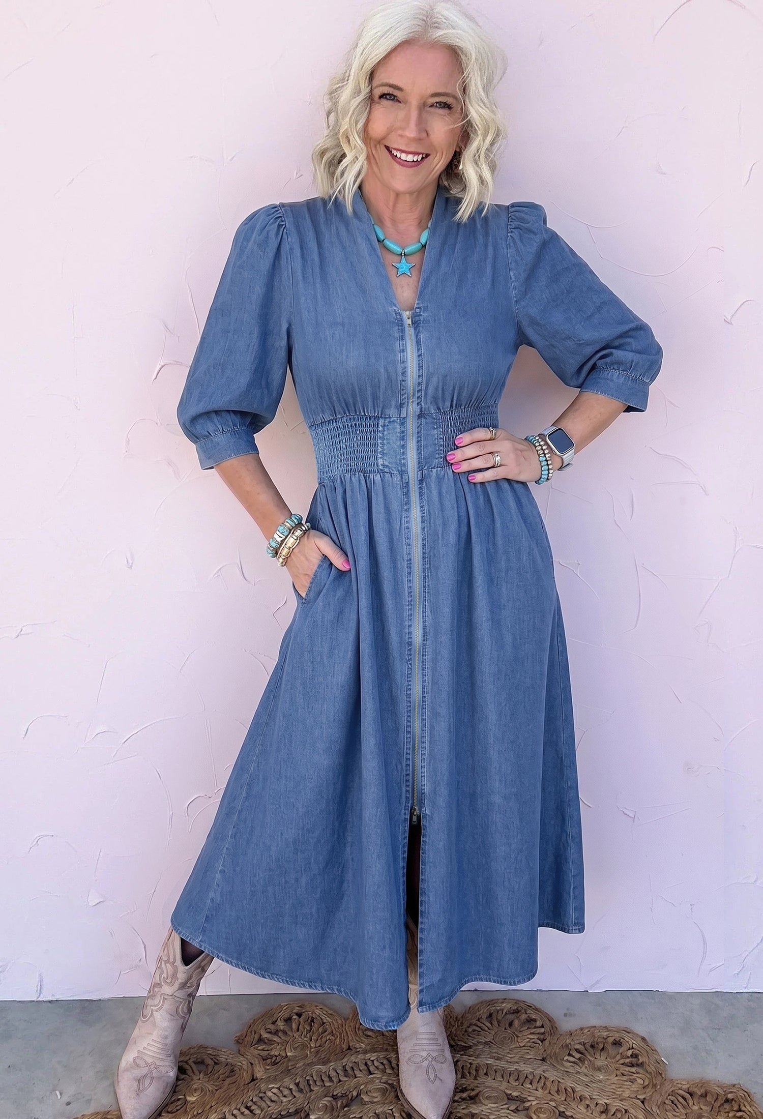 Blue Jean Beauty Midi Dress