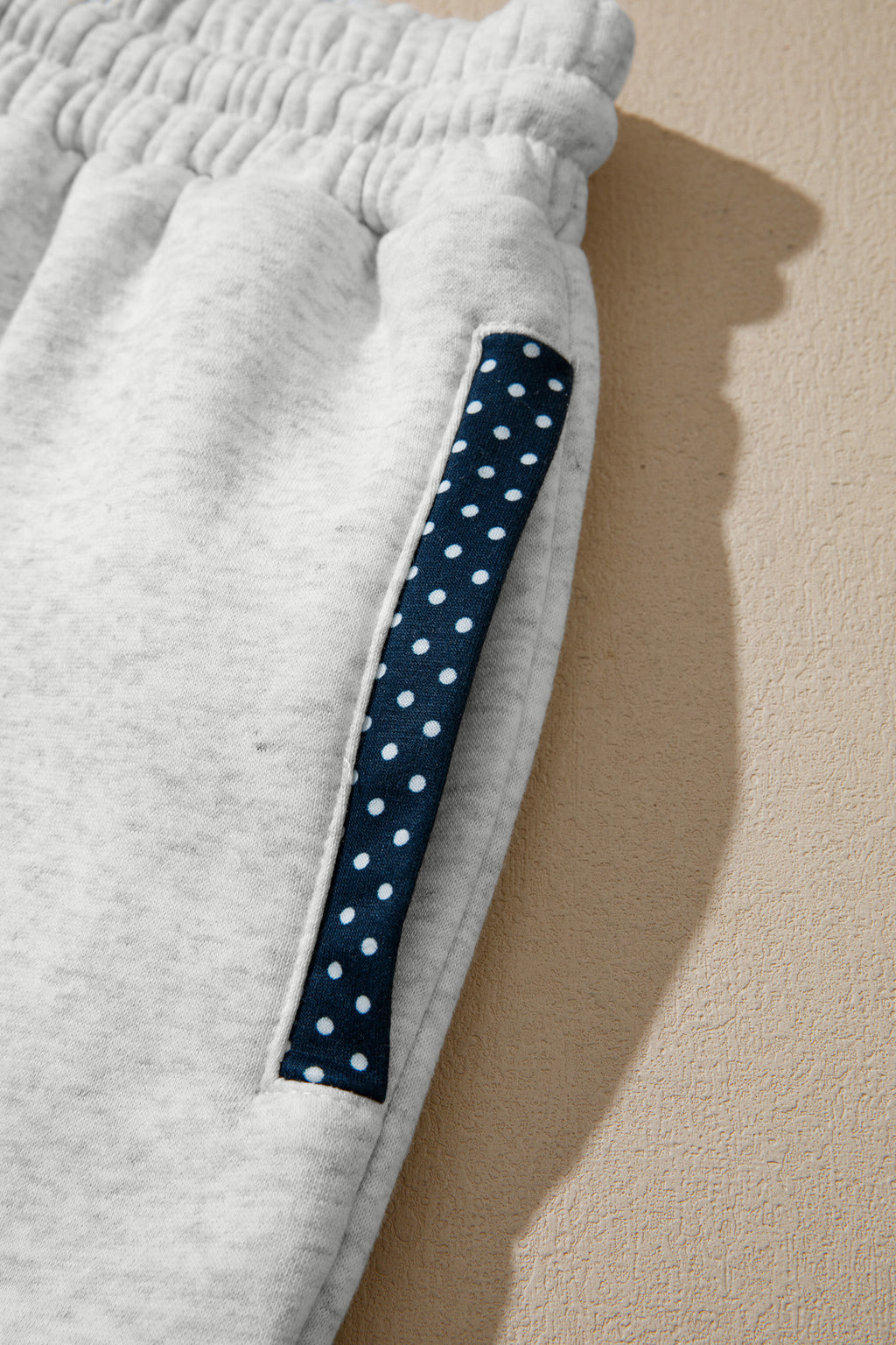 Grey Polka Dot Mock Neck Pullover & Shorts Set