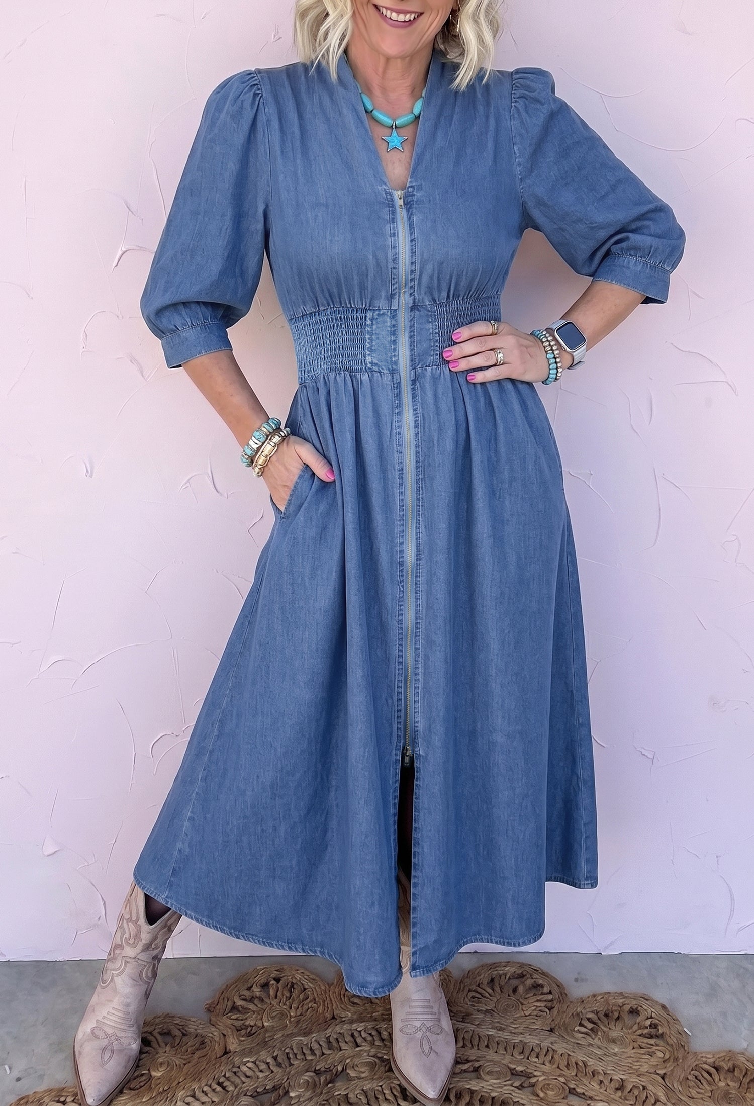 Blue Jean Beauty Midi Dress