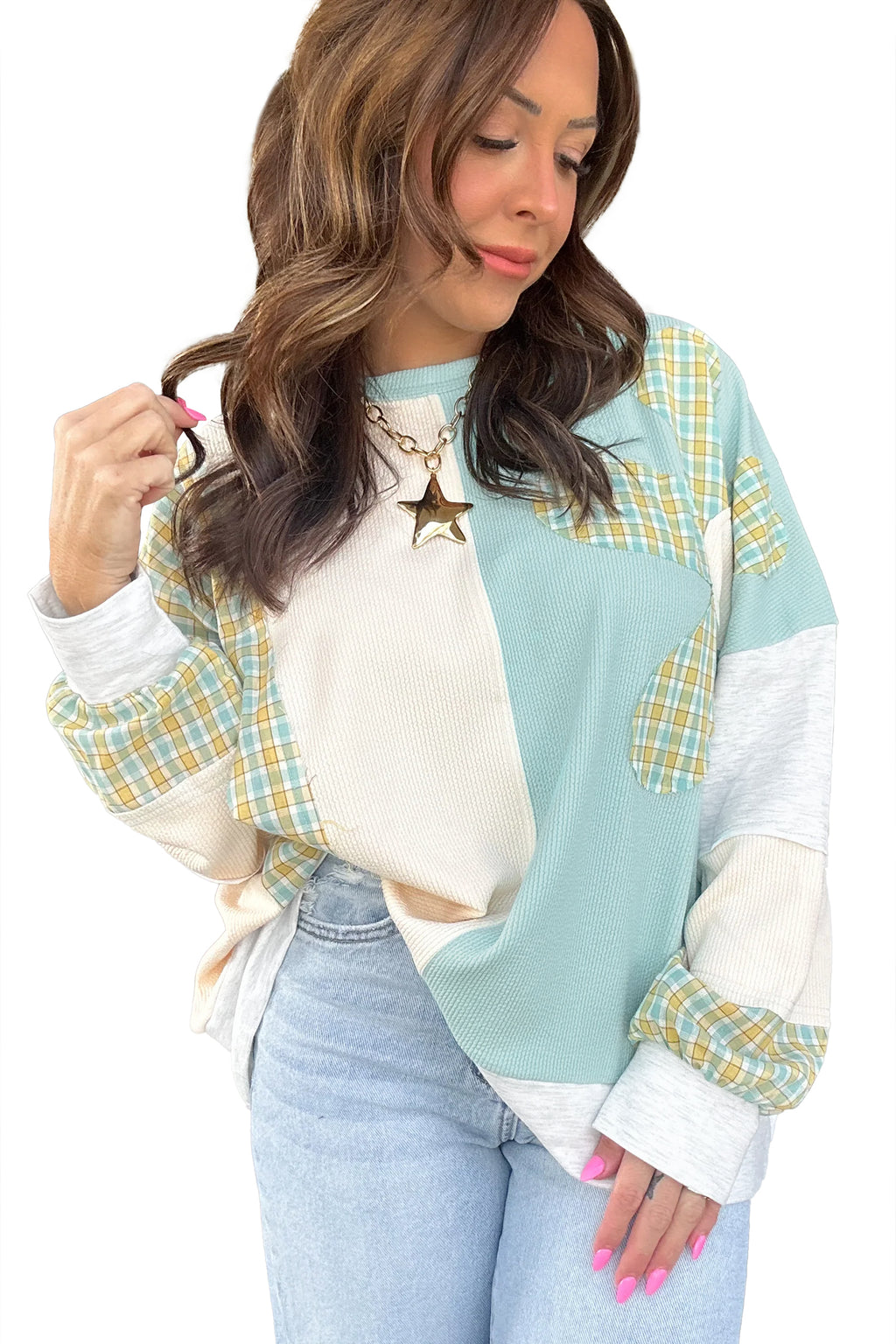 Country Blue Patchwork Top