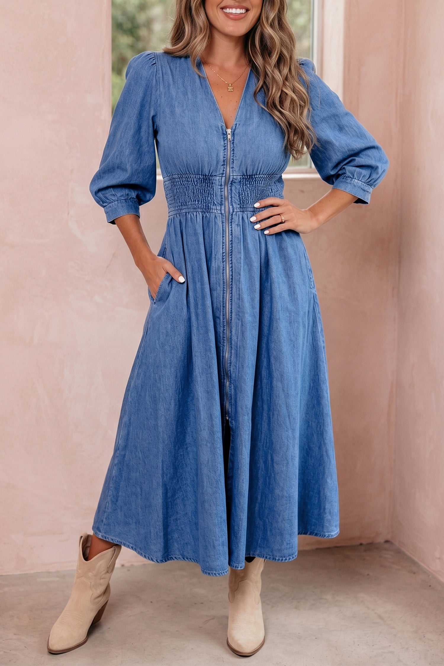Blue Jean Beauty Midi Dress