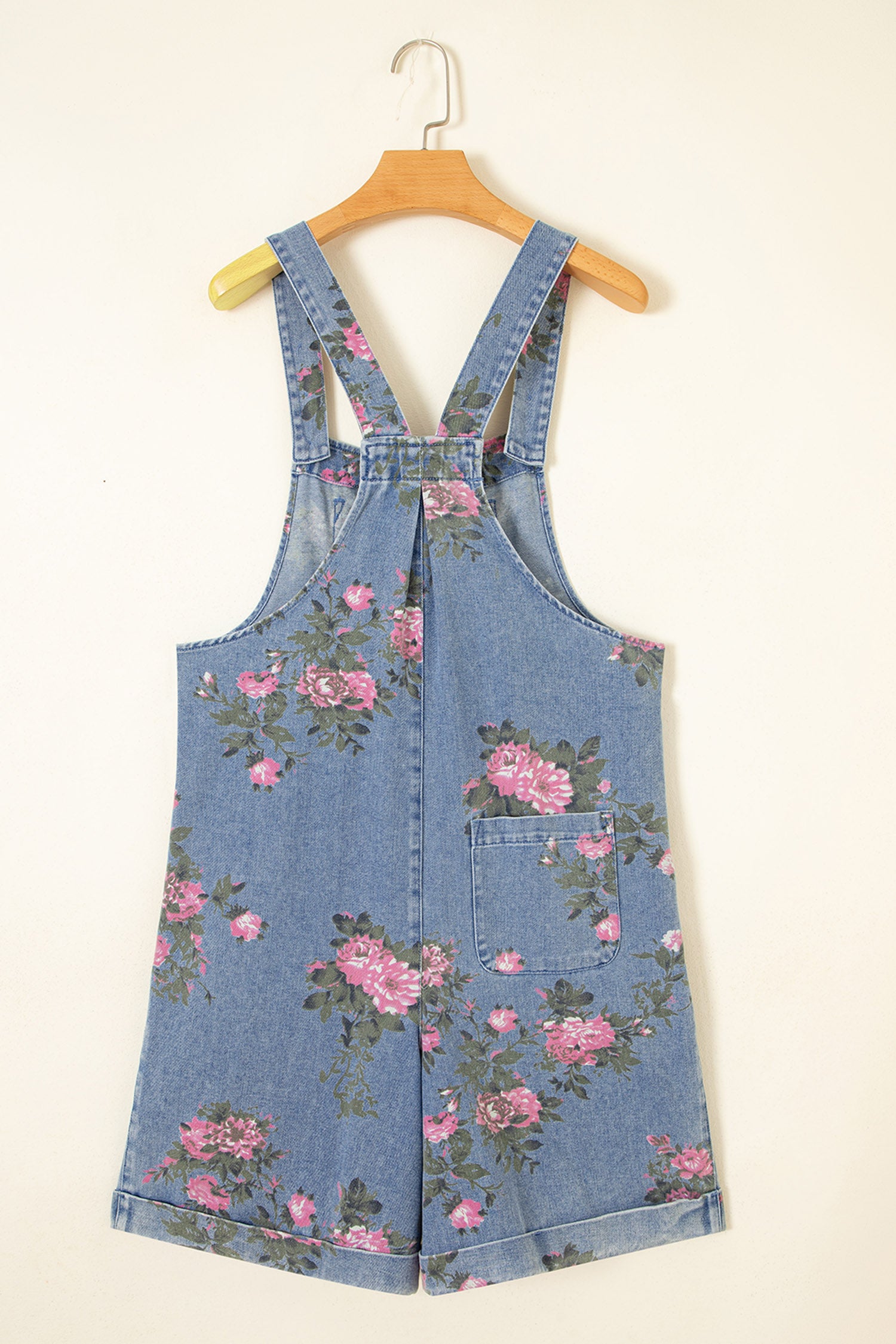 Floral Print Denim Shortalls
