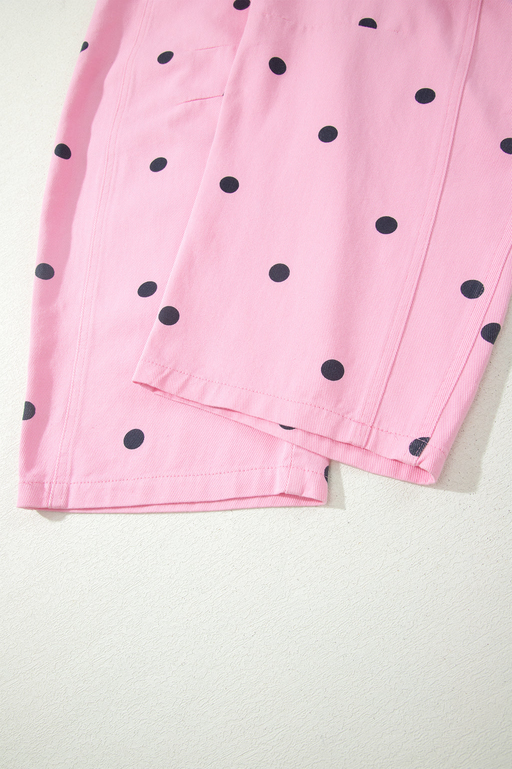 Jet Stream Polka Dot Print Bib Pocket Denim Barrel Overalls Jumpsuit