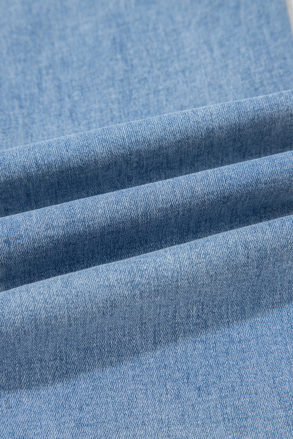 Beau Blue Drawstring Waist Wide Leg Ankle Length Jeans