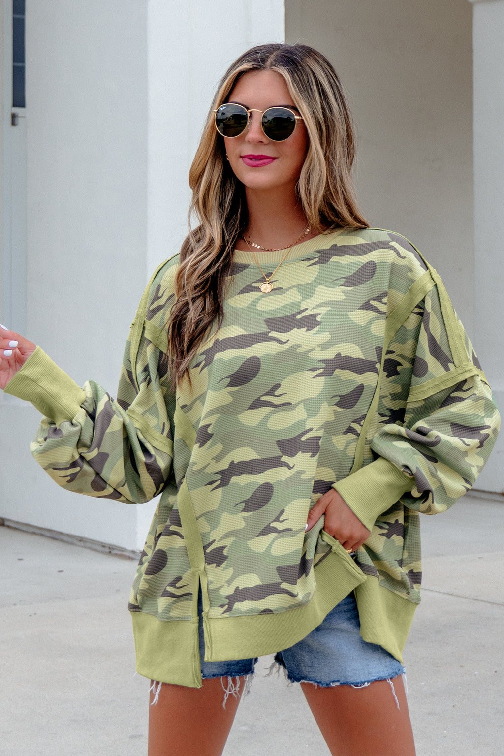 Camo Girl Waffle Knit Top