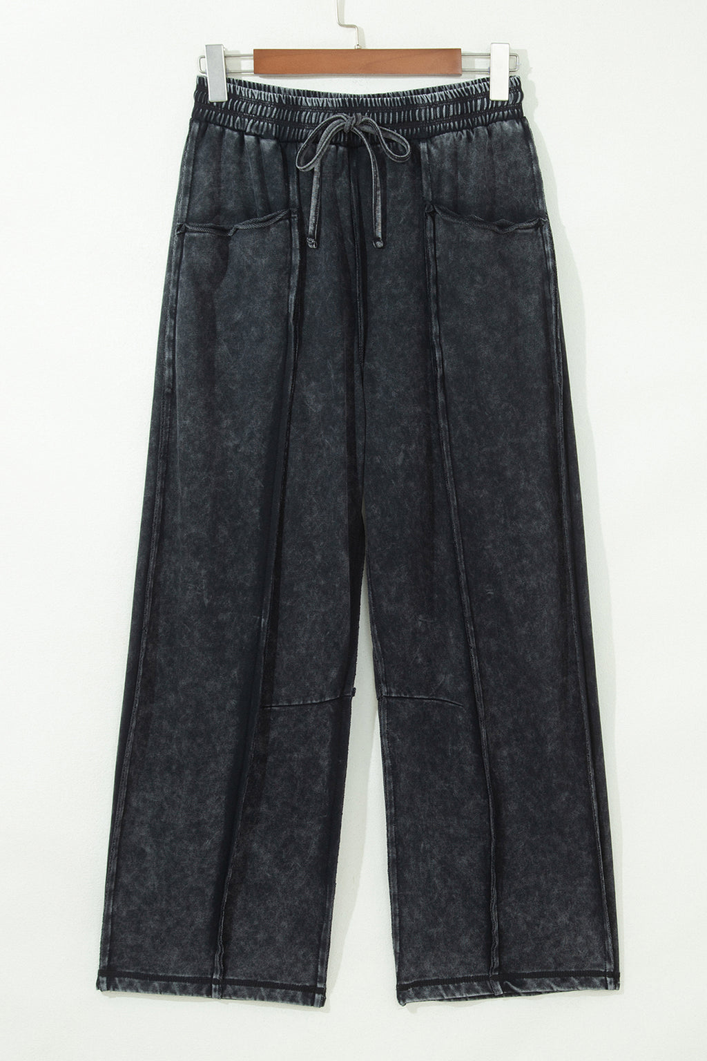 Black Mineral Wash Barrel Pants