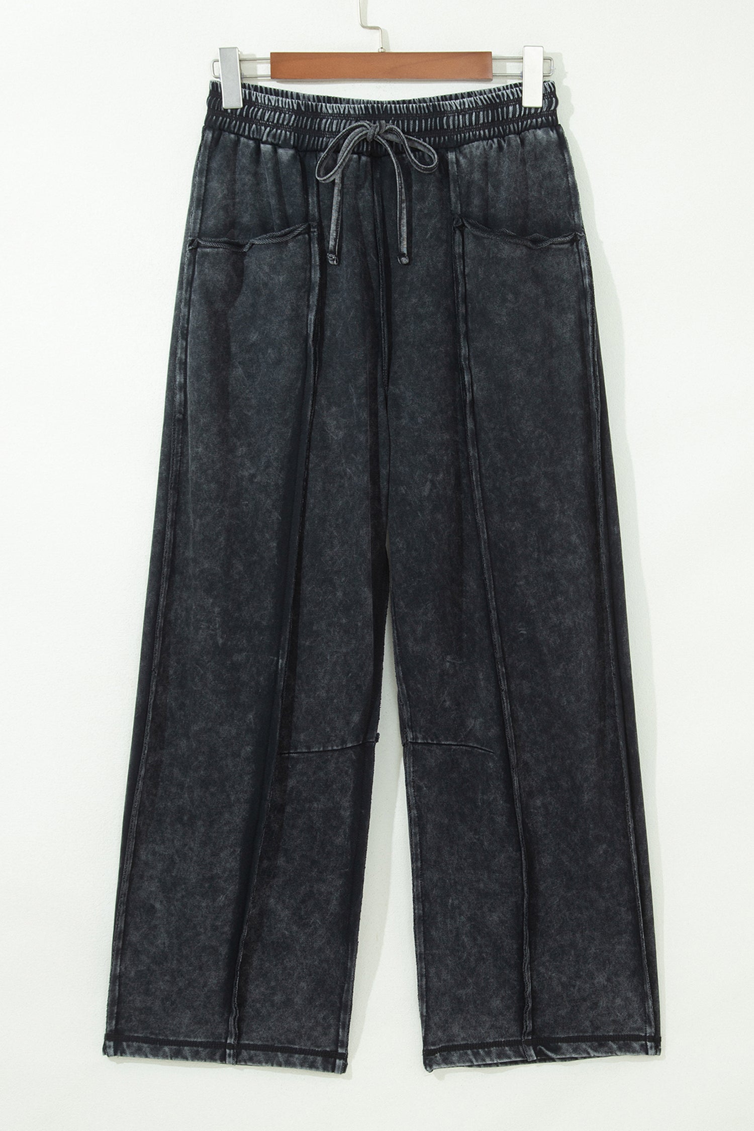 Black Mineral Wash Barrel Pants