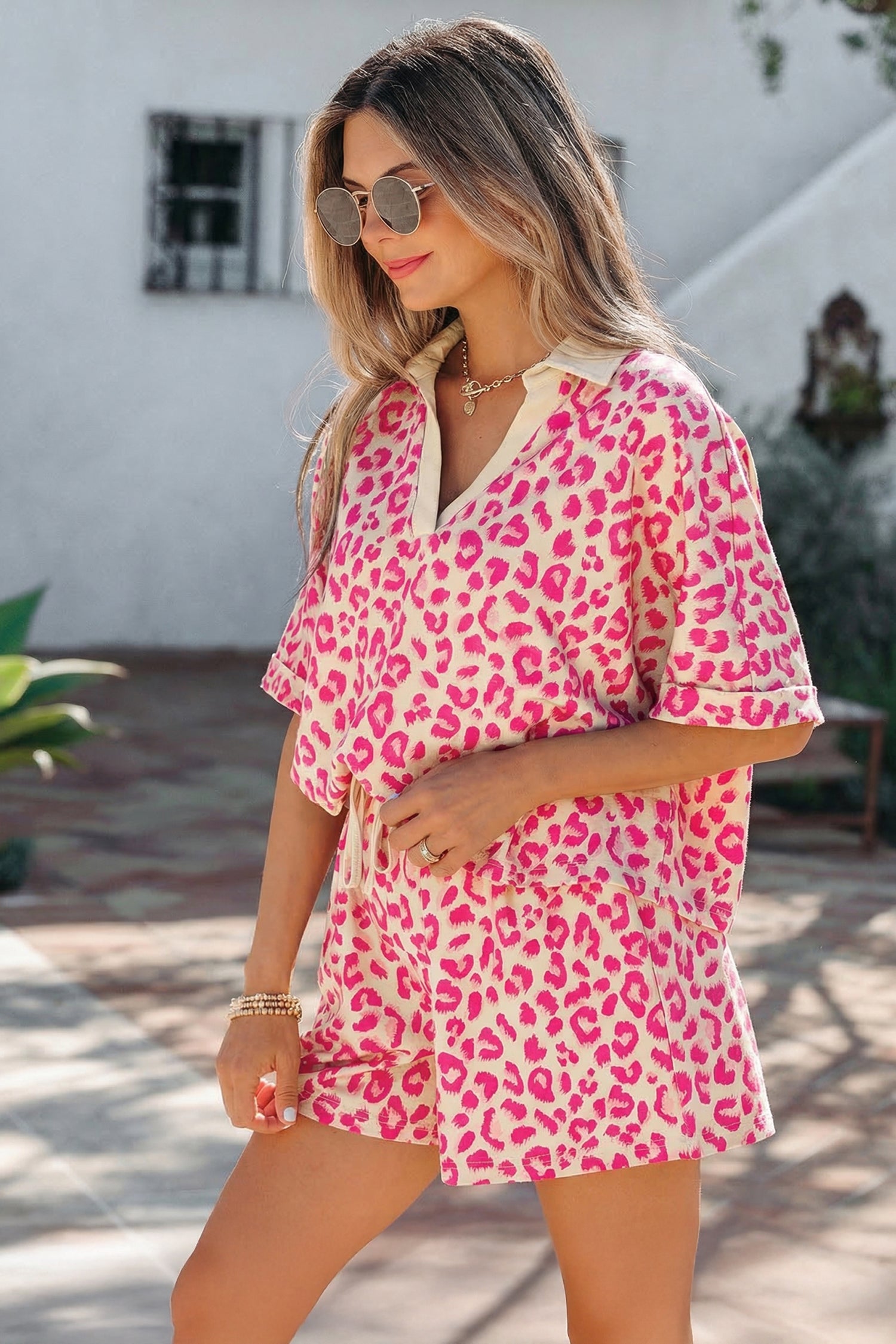 Leopard Printed 2pcs Short Set