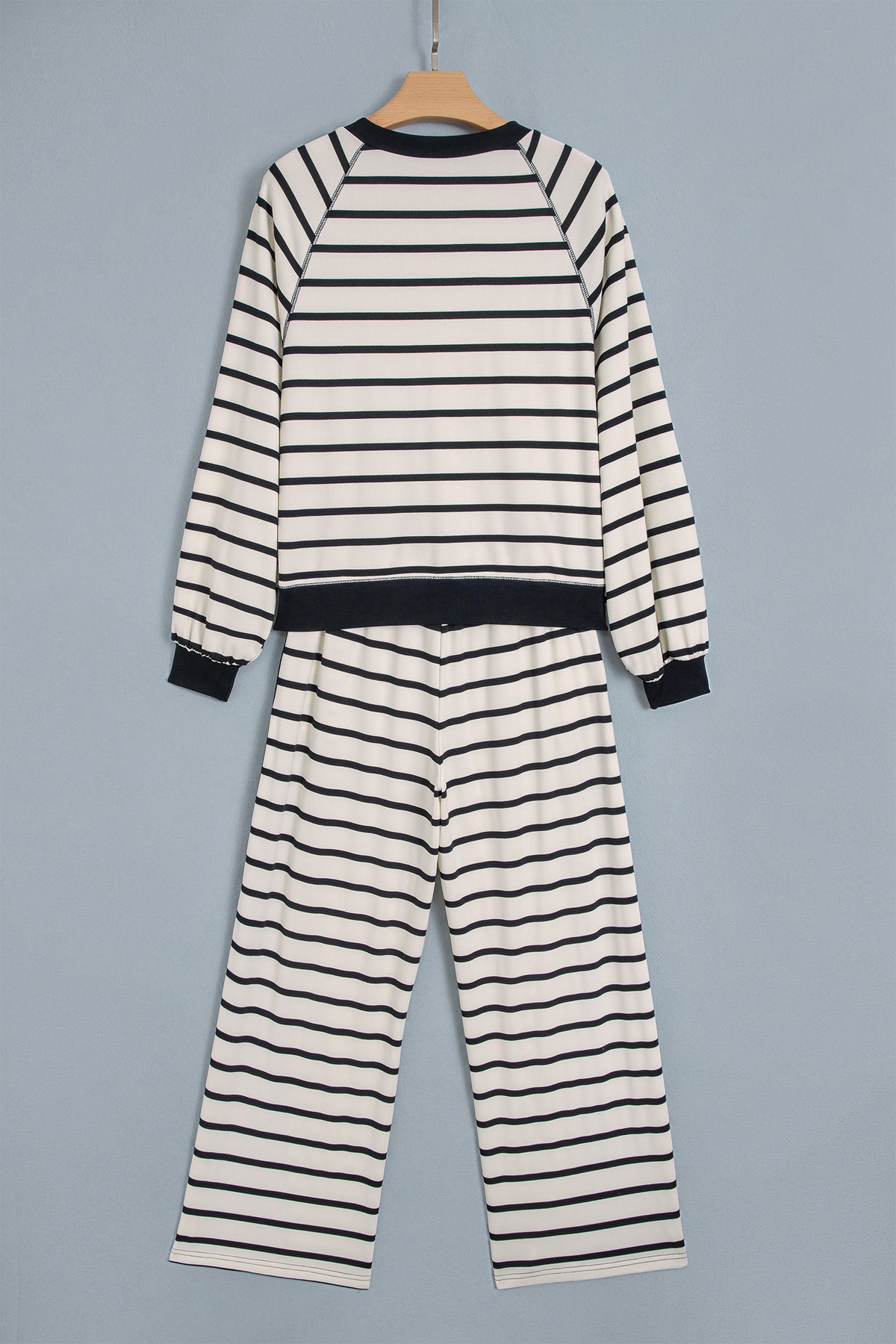 Beige Stripe Cozy Two-Piece Set