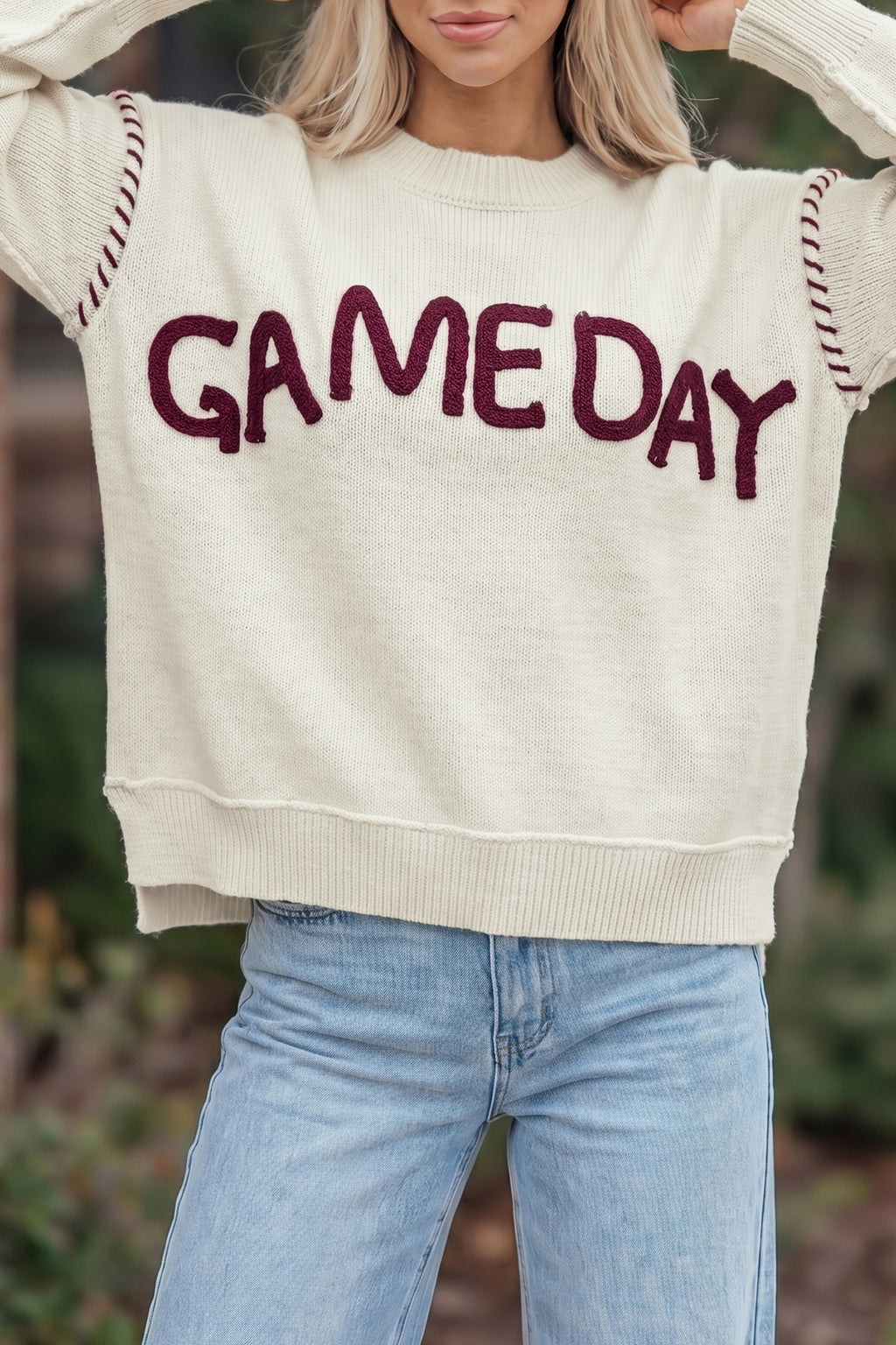 Game Day Letter Print Pullover Sweater