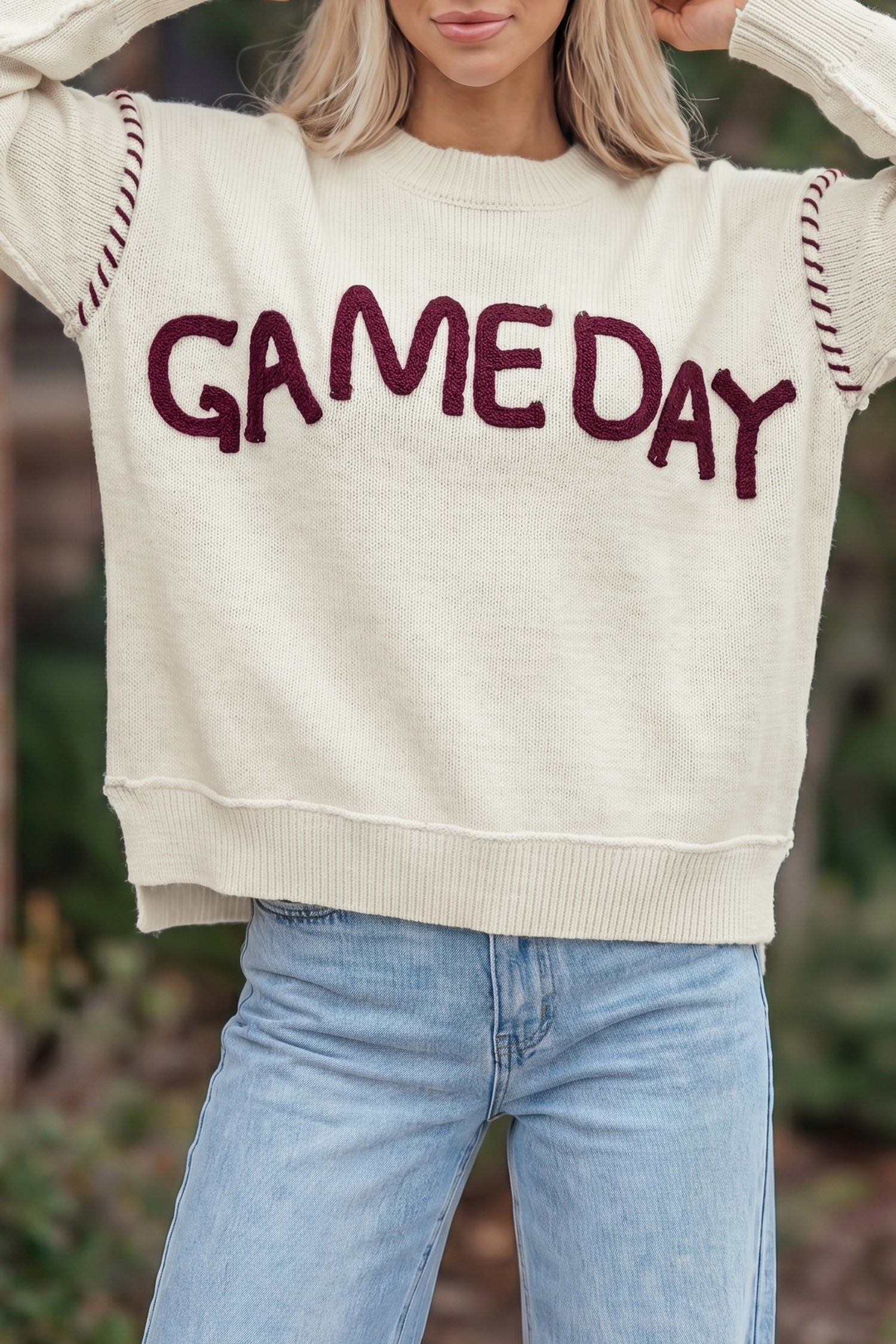 Game Day Letter Print Pullover Sweater
