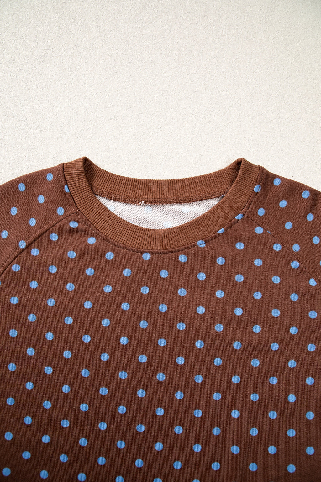 Blue Polka Dot Drawstring Wide Leg Long Sleeve Top Pant Set