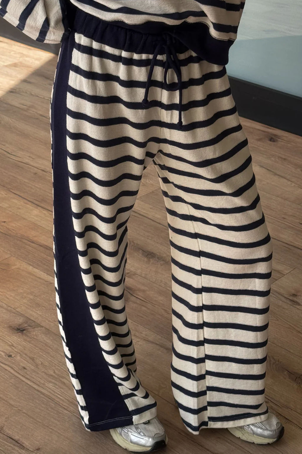 Beige Stripe Cozy Two-Piece Set