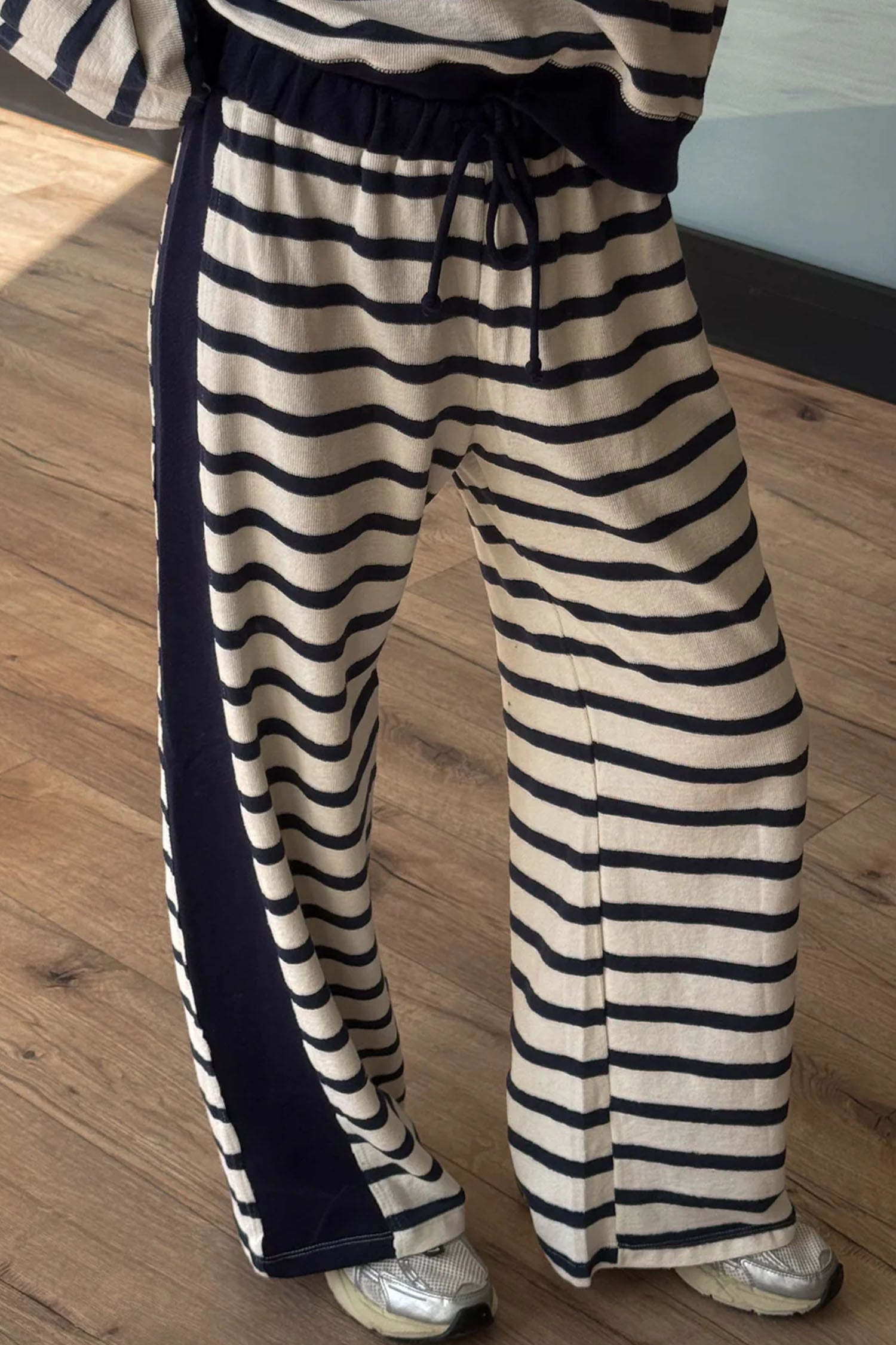 Beige Stripe Cozy Two-Piece Set