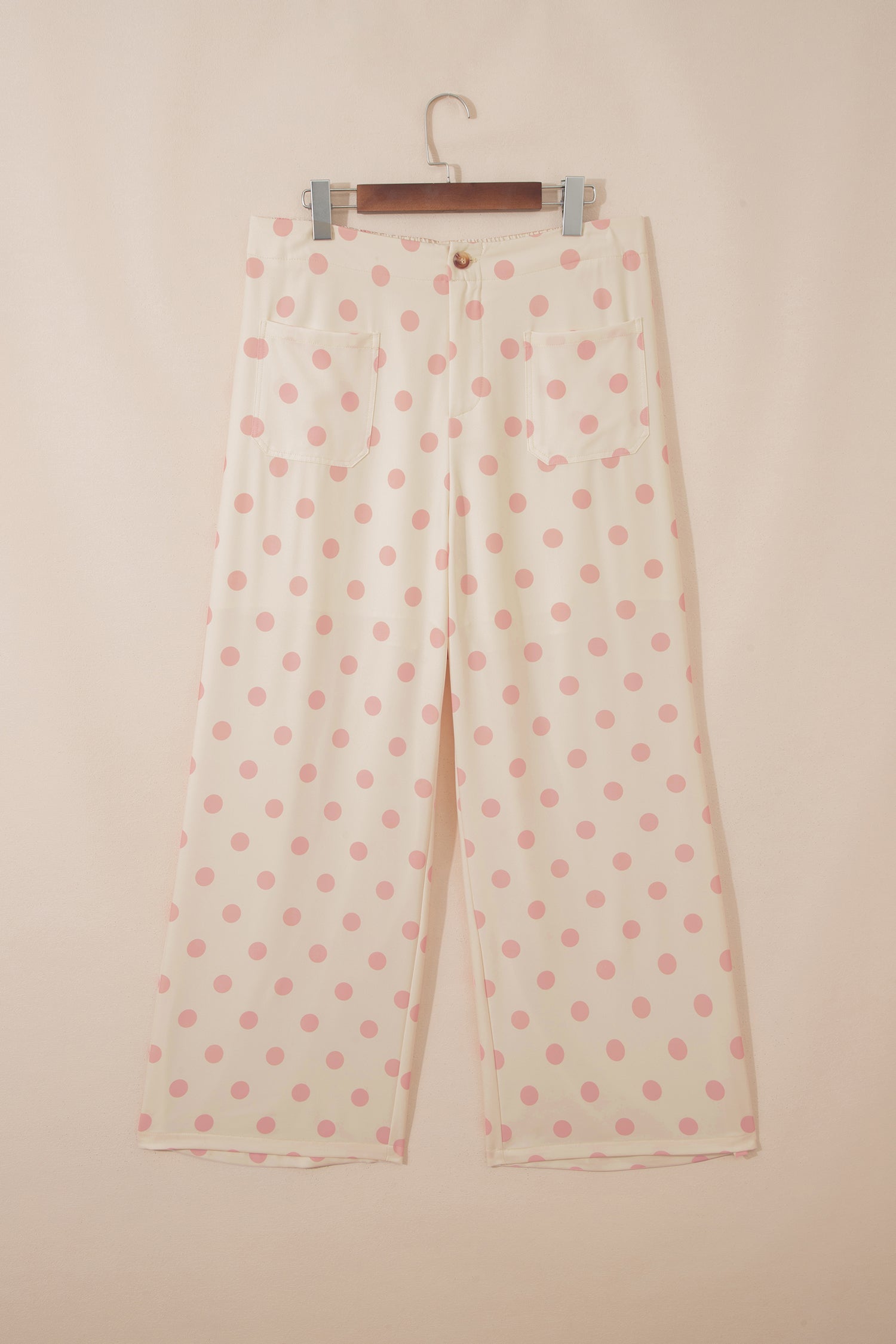 Polka Dot Print Straight Leg Pants